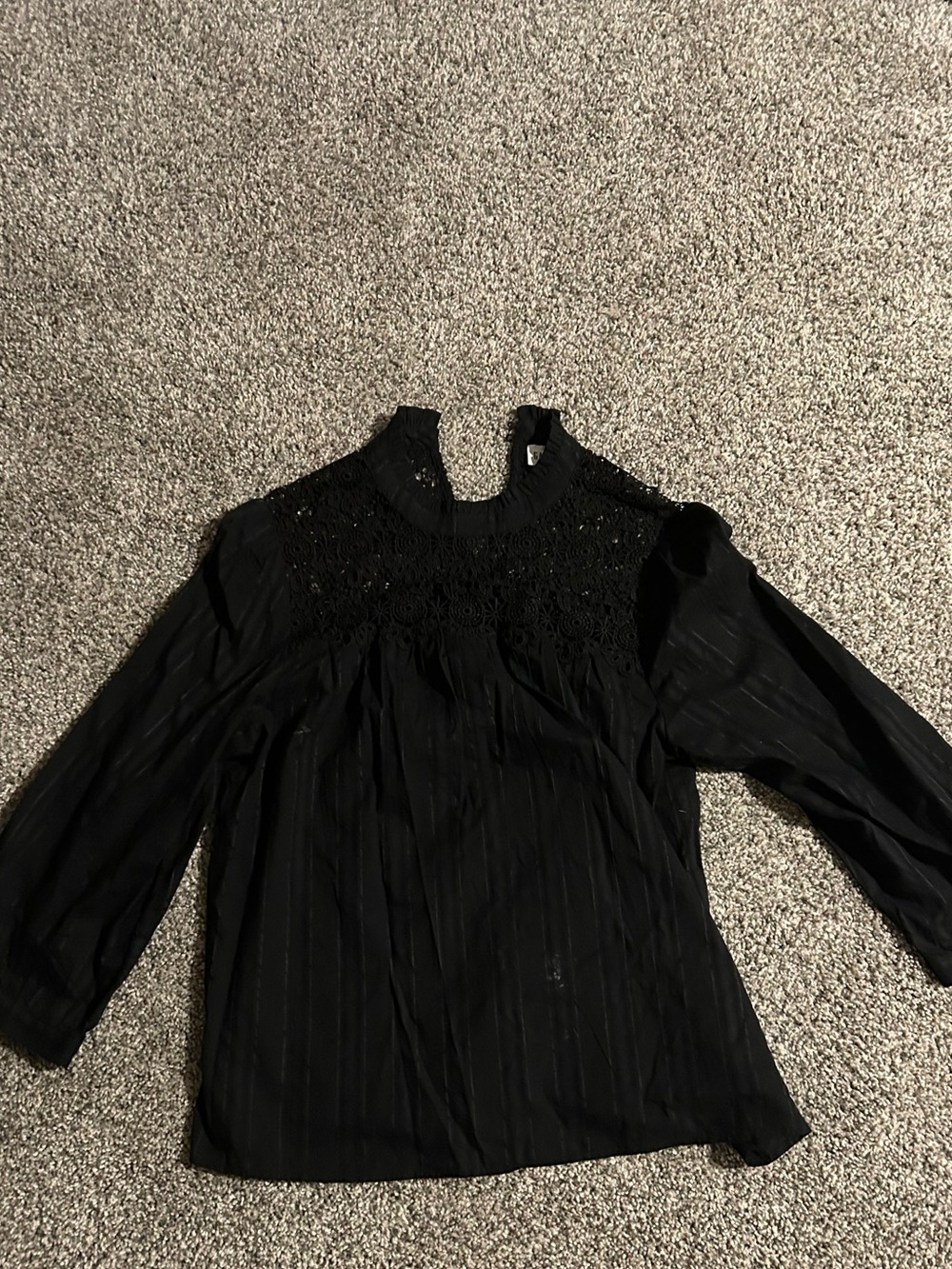 GAP Black Long Sleeve Lace Yoke Blouse